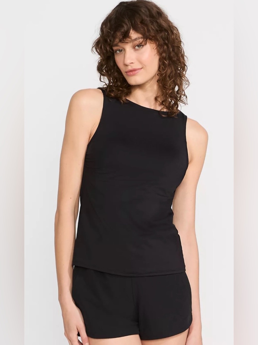 NWT Lands' End Black High-Neck Tankini Top